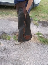 Victor Ario Saddlery Co Montana Batwing Chaps trèfle pompon 1900-1930 lire 33w