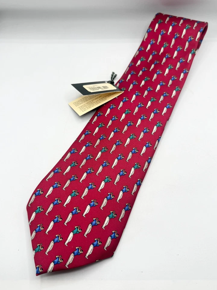 Nueva corbata de seda para golfista Lauren Ralph Lauren roja vintage nueva con etiquetas Foto 2 de 4