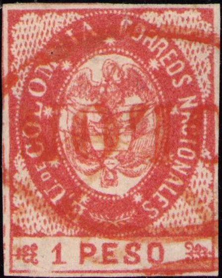 PANAMA - COLOMBIA - CLASSIC - 1p STAMP - COLON CANCEL - Sc 42 - 1865 RRR