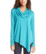 Karen Kane Womens Asymmetric Tunic Sweater, Blue, X-Small