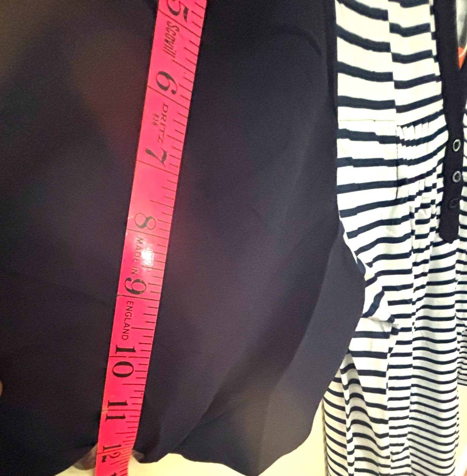 Falechay Womens 2XL Striped Top With Puff Sleeves & Button Detail