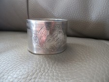 rond de serviette en argent massif monogramme ER  ( 18 gr)