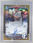 Gage Wood 2025 Bowman Chrome Draft #CPA-GW Gold Refractor 1st RC Auto /50
