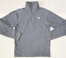 THE NORTH FACE - Men's Gray Textured Fleece 1/4 Zip Pullover Jacket - Small