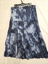 CATO WOMANS PLUS SIZE BLUE TIE DYE CRINKLE PULL ON MIDI SKIRT IN XXL
