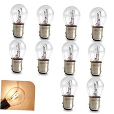 Pack-10 Car 1157 Halogen Brake Lights, BAY15D High and Low Foot 10 PCS White