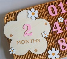 Baby Fotoshooting Holzzahlen 1-10 Monate Holz Neu