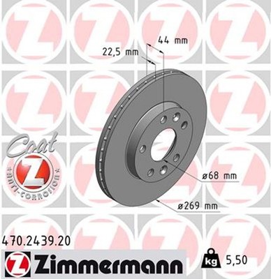 2x Bremsscheibe COAT Z ZIMMERMANN 470.2439.20 für DACIA DUSTER RENAULT MEGANE 4