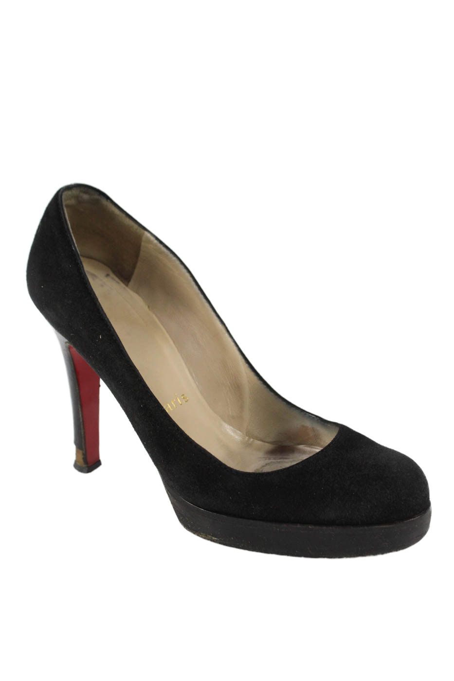 Christian Louboutin Womens Suede Low Platform Pumps Black Size 37.5 7.5Free Shipping in US $100+ Orders | $6.95 Orders Below