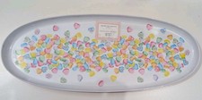 New Long Girly Love Pink Pastel Valentine Candy Hearts Party Serving Tray 19"