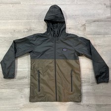 Patagonia Jacket Boys XL Gray Brown Light Variable Hoody Windbreaker Full Zip