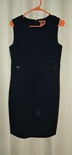 Tory Burch 4 Navy Blue Sleeveless Sheath Dress Pockets Summer Office Work 3E