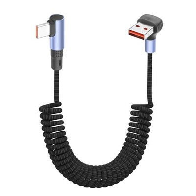 100W USB A auf C Spiralkabel 6A Schnellladung 4,9FT