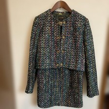 CELINE Suit No Collar Jacket Skirt 38 36 Twee...