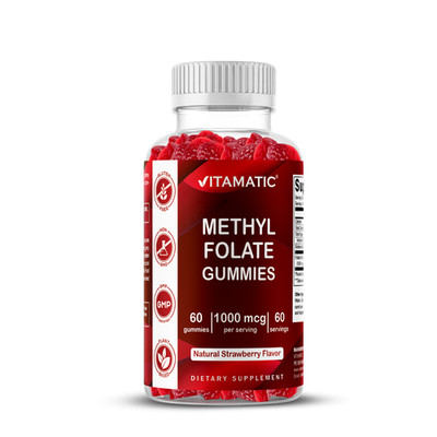Vitamatic Methylfolate Gummies 1000 mcg   Active 5-MTHF Form   60 Gummies