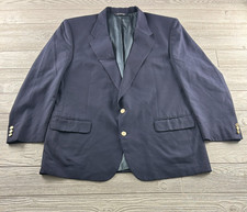 Vintage Burberrys Blazer Mens Navy Blue Wool 2 Button Gold Crest USA 90s