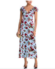 NWT Alice + Olivia Tara Ruffle Dress American Beauty Blue Size 4 MSRP $660