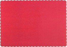 Paper Placemats - Disposable - Scalloped Edge Red, 100 