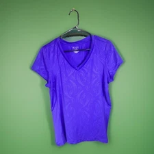Womens Tek Gear XL Purple Workout Top Sleeves Athletic Running Lifting Active