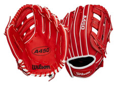 Wilson A450 11" Youth Baseball Glove - Red/White - Right Hand Throw