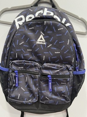 Reebok Sienna Backpack Unisex Black Blue Purple Logo Laptop Travel Bookbag NWOT
