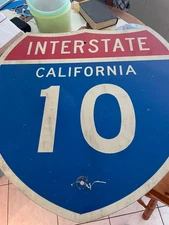 Vintage 1972 California Interstate 10 Road Sign 24X24 Inches