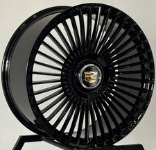 26” CADILLAC GLOSS BLACK WHEELS RIMS FOR ESCALADE ESV EXT 26x10 w/ FLOATING CAPS