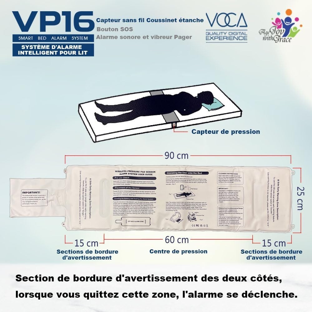 Système d'alarme de lit sans fil pour maintien à domicile des seniors