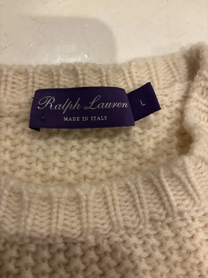 Suéter Ralph Lauren Etiqueta Púrpura 100% Cachemira Cuello Redondo Talla Grande Tejido Foto 4 de 4