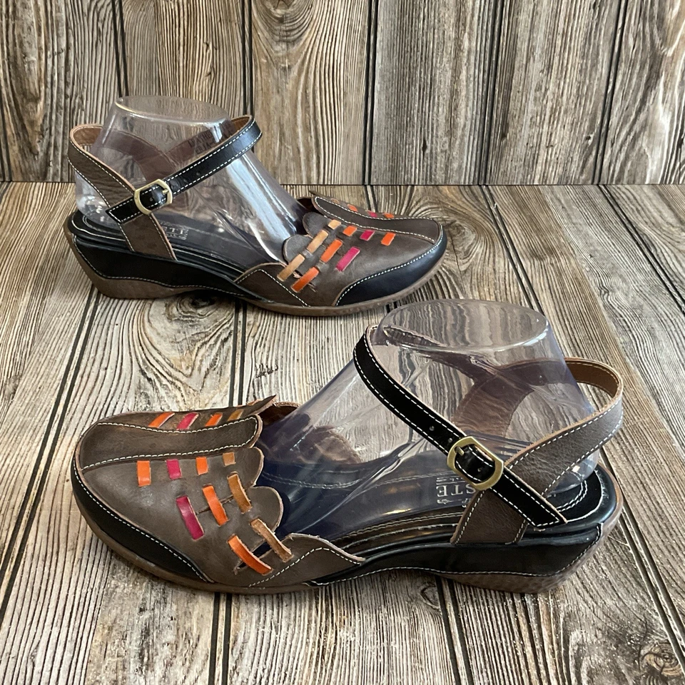 Sandalias de cuña L'Artiste Spring Step Erja para mujer talla 41 EE. UU. 9,5-10 cuero marrón Foto 4 de 4