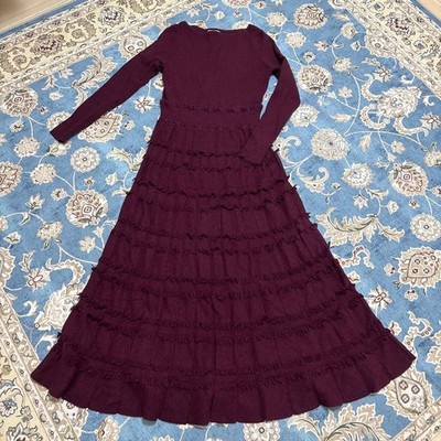LANVIN en Bleu burgundy knit dress size 38 | eBay