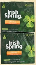 Irish Spring Original Deodorant Bar Soap Lot of 6 Bars / 2 Packages