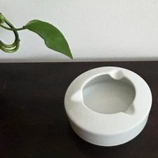 Vtg White Round Ashtray  ABCO Tableware N.Y.C. Ceramic 3 Slot 5" JAPAN 1960s