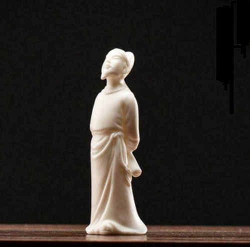 4"China White Porcelain Ceramics Figure Fairy Poet Li Po Figurine Statue Statues - Picture 2 of 3
