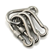 5/16" 316 Stainless Steel Keychain Carabiner Locking Snap Hook 4Pack