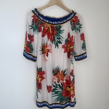 Flying Tomato Free Market Dress Womens Size Small Tropical Print Contrast Trim
