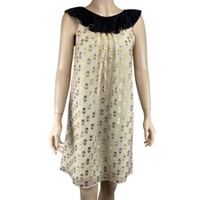 Lauren Moffatt Anthropologie Dress Size 4 Silk Gold Metallic Embellishment