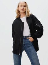 Everlane Womens Cotton Oversized Bomber Jacket X Small Black Nwt
