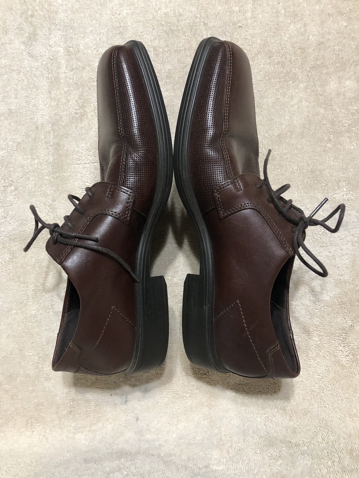 SAOLA Scarpe eleganti Ecco uomo US 7 pelle marrone punta quadrata Oxford stringate