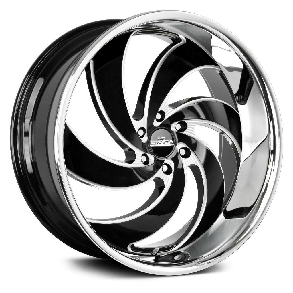 24 inch 24x10 Strada RETRO 6 Black Milled SS wheels rims 6x5.5 6x139.7 ...