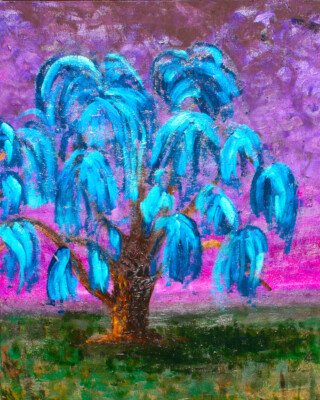 Limited Edition Gloss Art Print ''BLUE WEEPING WILLOW'' 8'' x 10'' Signed With COA