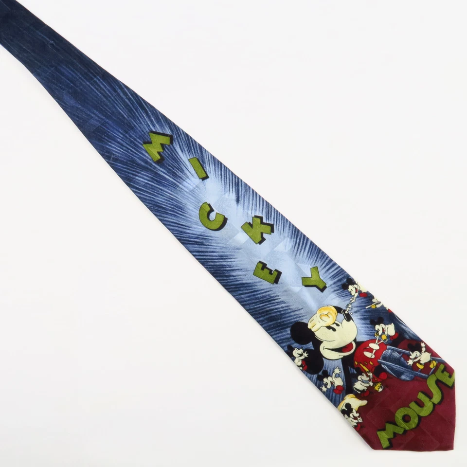 Mickey's Nightmare Atlas Design for Disney Mens Neck Tie 58x4 Red Blue Spellout - Image 2 of 4