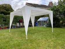 White Tall 3.25 Metre Square Gazebo Canopy with Coated Steel Frame