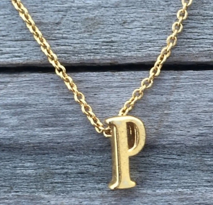 Collar colgante inicial Gorjana W1005 alfabeto dorado P para mujer Foto 3 de 3