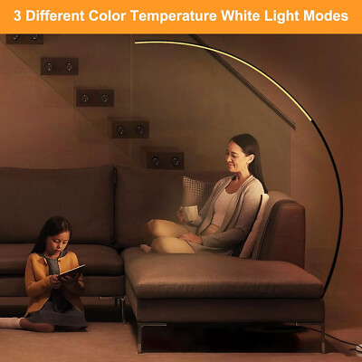 RGBW 69.99 inch Arched Standing Reading Floor Lamp with Remote - Dimmable Black