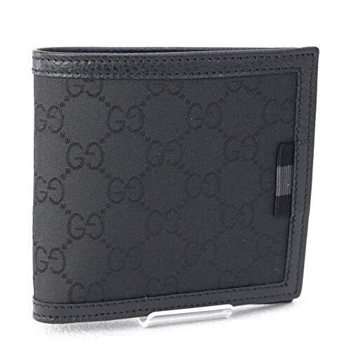 Gucci Wallet 150413-8615 Men's Bifold Coin Purse GG Nylon Black Outlet - Picture 1 of 7
