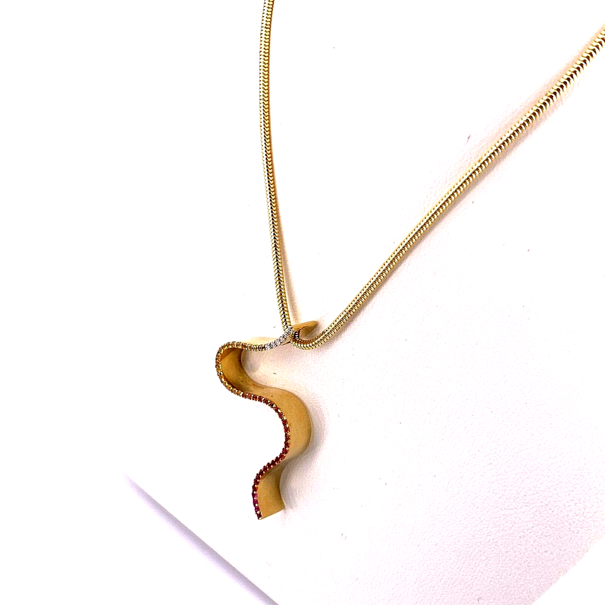 Michael Sugarman 18K Yellow Gold Gemstone Swirl Pendant