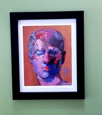 PETER MAX + BEAUTIFUL + POP ART  PLATE SIGNED VINTAGE PRINT  + NEW BLACK FRAME