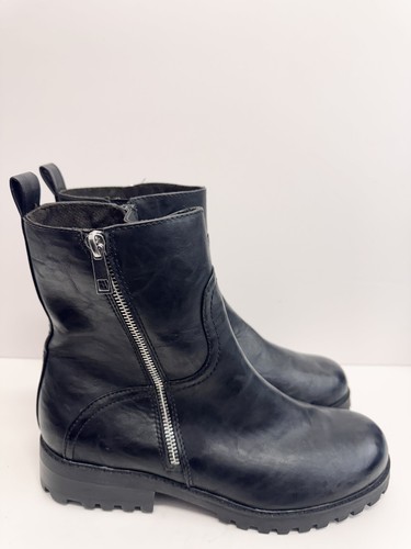 B.o.c Motorcycle Boots Size 9.5 Black Burnished Dual Zipper Block Heel - Picture 3 of 10