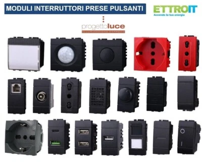 ETTROIT SERIE BTICINO FRUTTI LIVING INTERNATIONAL COMPATIBILE PRESA SCHUKO PULSANTE USB